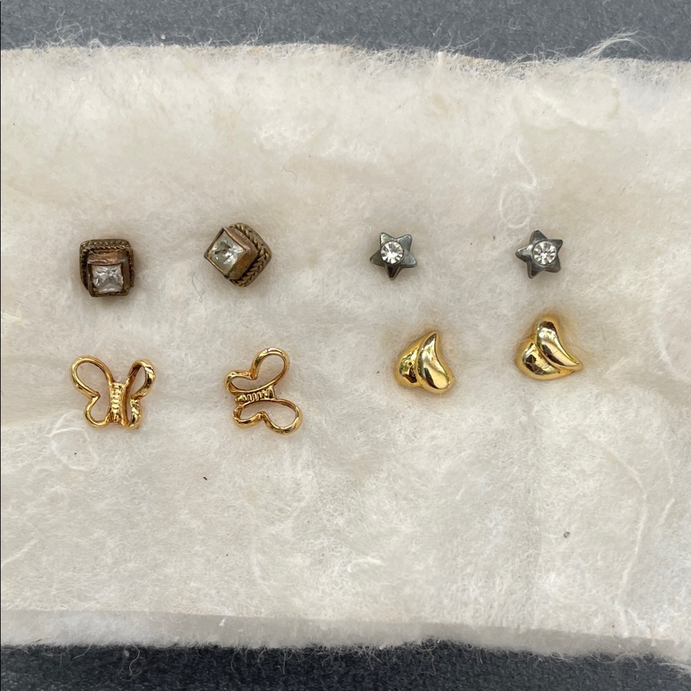 Girls Gold and Silver Stud Earring bundle. Pierced earrings.